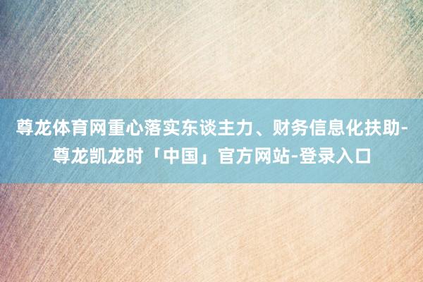 尊龙体育网重心落实东谈主力、财务信息化扶助-尊龙凯龙时「中国」官方网站-登录入口