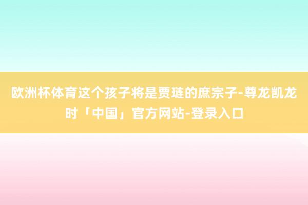 欧洲杯体育这个孩子将是贾琏的庶宗子-尊龙凯龙时「中国」官方网站-登录入口