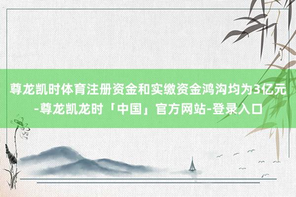 尊龙凯时体育注册资金和实缴资金鸿沟均为3亿元-尊龙凯龙时「中国」官方网站-登录入口