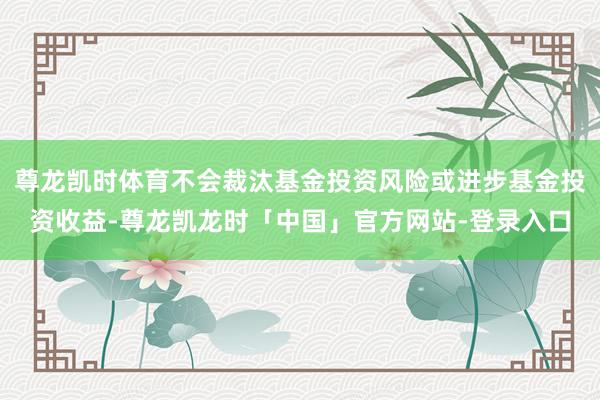 尊龙凯时体育不会裁汰基金投资风险或进步基金投资收益-尊龙凯龙时「中国」官方网站-登录入口